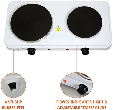 MegaChef Dual BurnerCompact Portable Electric Cooktop for On-the-Go Cooking
