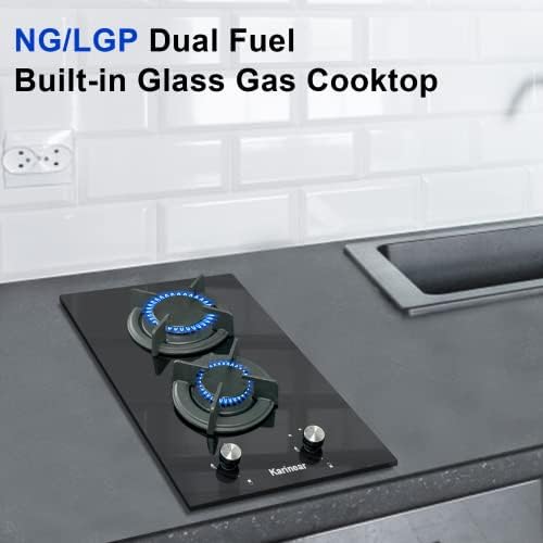 Karinear Built-In Propane Gas Cooktop 2 Burner Dual Fuel