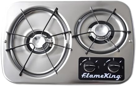 Flame King YSNHT600 Pro 2-Burner LP Cooktop Self-Igniting Compact Design