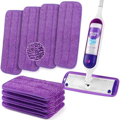 HOMEXCEL Reusable Microfiber Mop Pads for Swiffer PowerMop 8-Pack Machine Washable