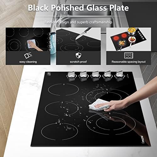 5-Burner Built-In Electric Stove with Ceramic Surface 8900W