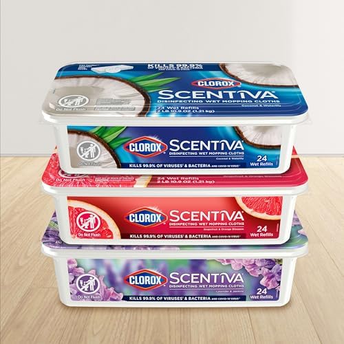 Clorox Scentiva Disinfecting Wet Mop Pad Coconut Waterlily 24 Wet Refills