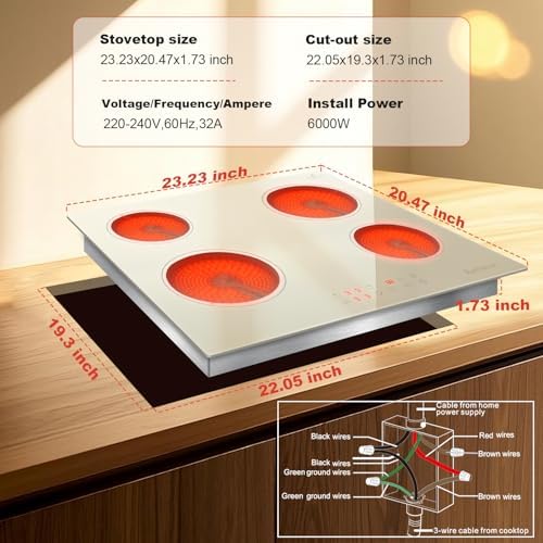 Karinari 24-Inch White Glass Electric Cooktop
