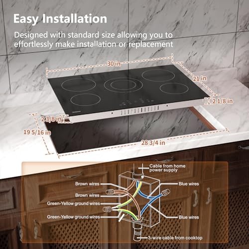 30 Inch Electric Cooktop with 5 Burners