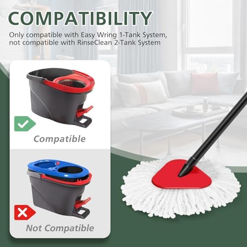 4Pack Spin Mop Replaceable Heads White - Compatible with EasyWring Spinning Mop 1-Tank