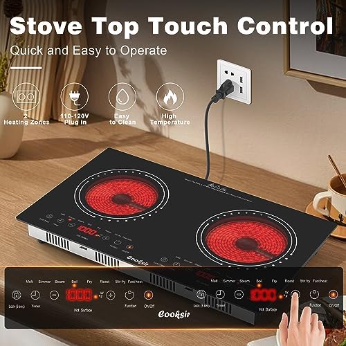 Safety-Centric 2-Burner Electric Cooktop - Built-In Countertop Option Timer Safety Lock