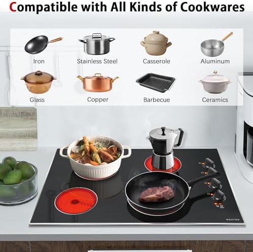 30-inch Built-in Electric Cooktop with Glass Protection - 4-Burner Knob Control