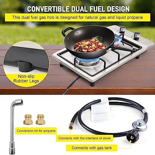 Stainless Steel 12 Gas Cooktop Dual Fuel Outdoor Use Easy to Clean