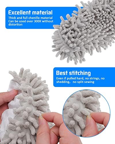 8-Piece Reusable Mop Slippers Washable Floor Cleaners Grey