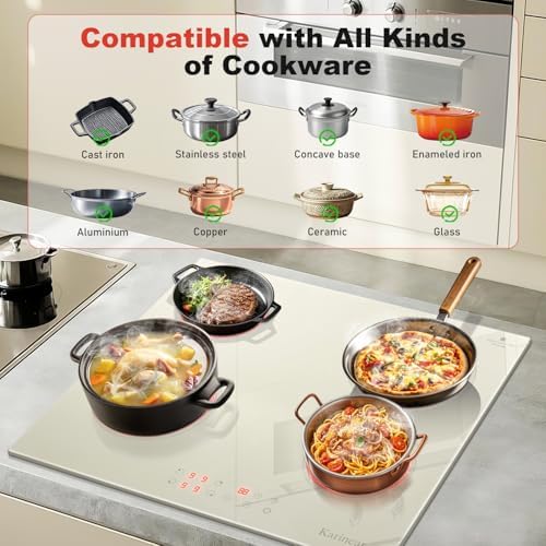 Karinari 24-Inch White Glass Electric Cooktop