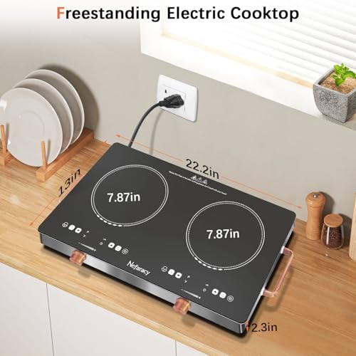 2-Burner Electric Cooktop 2000W Power 24 Inch Safe Portable Timer Included