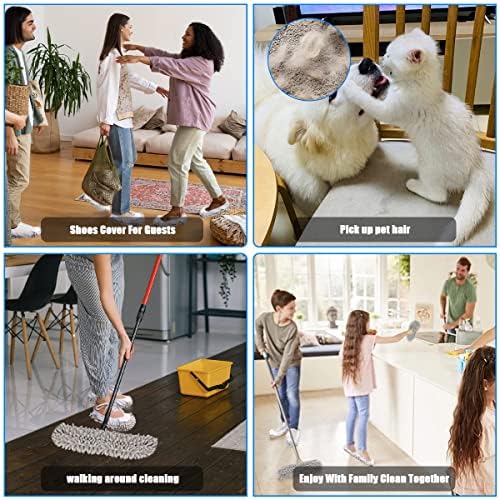 8-Piece Reusable Mop Slippers Washable Floor Cleaners Grey