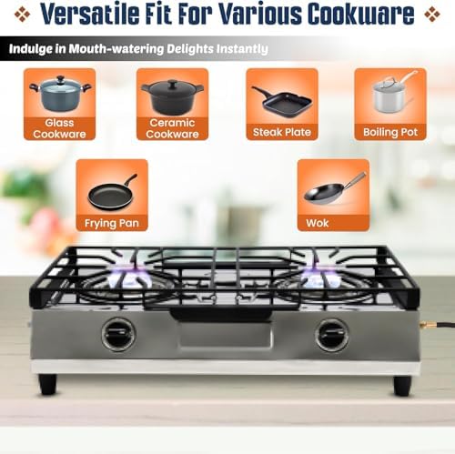 Dual-Burner Propane Stove for Outdoor Cooking