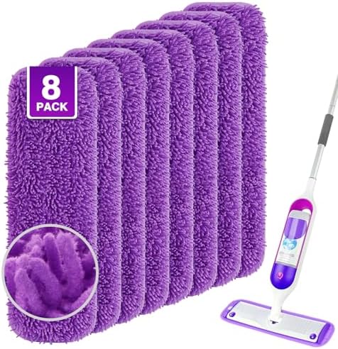 8-Pack Microfiber Reusable Mop Pads for Pet Needs