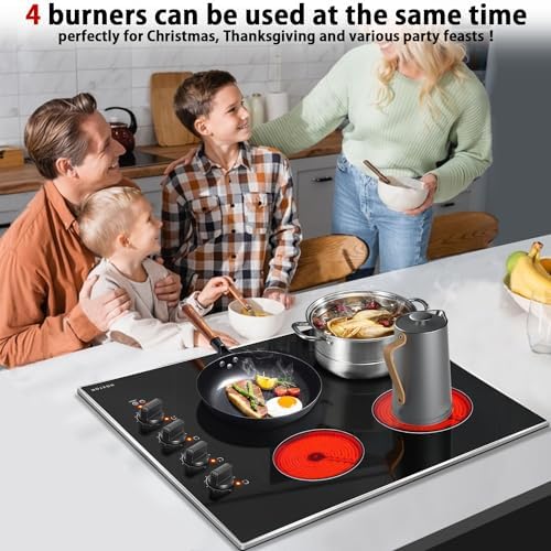 30-inch Built-in Electric Cooktop with Glass Protection - 4-Burner Knob Control