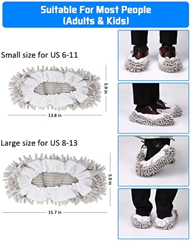 8-Piece Reusable Mop Slippers Washable Floor Cleaners Grey