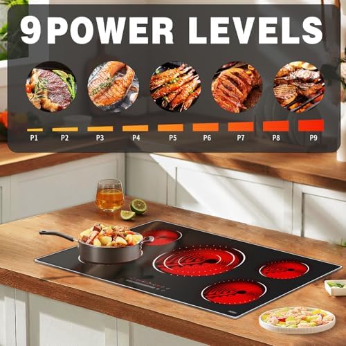 36 Inch Electric Cooktop 5 Burner Safety Cook Top