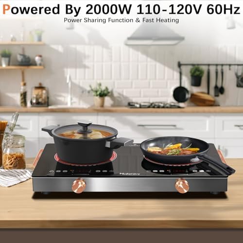 2-Burner Electric Cooktop 2000W Power 24 Inch Safe Portable Timer Included