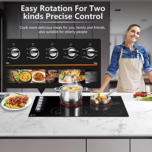 5-Burner Built-In Electric Stove with Ceramic Surface 8900W