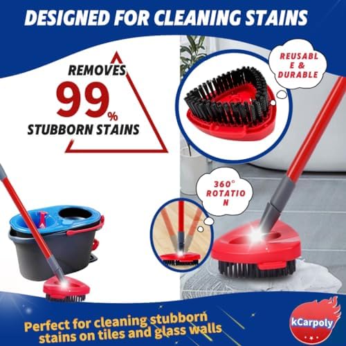 kBPoly scrub brush 2 Pack Mop Heads Replacement for Tile Shower Cleaning