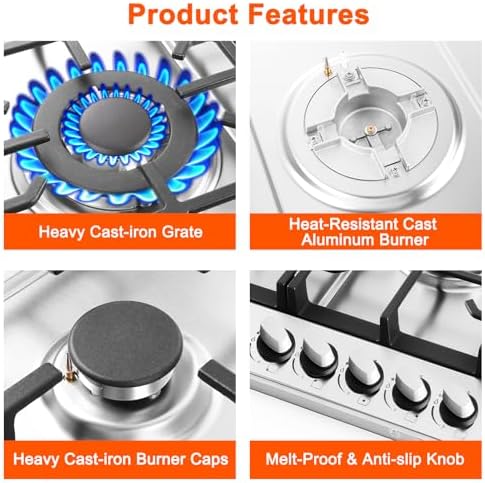 30 inch built-in gas stove top for modern kitchen