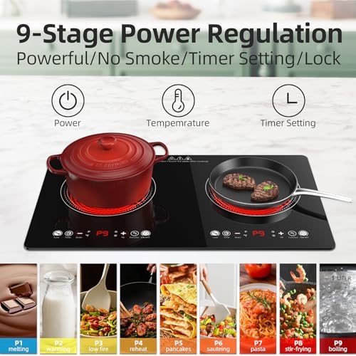 Bright Red 24-inch Electric Cooktop 2400W