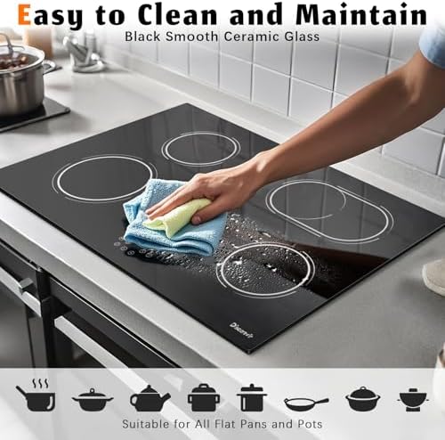 30-Inch 6400W Electric Cooktop with Timer Safety Features