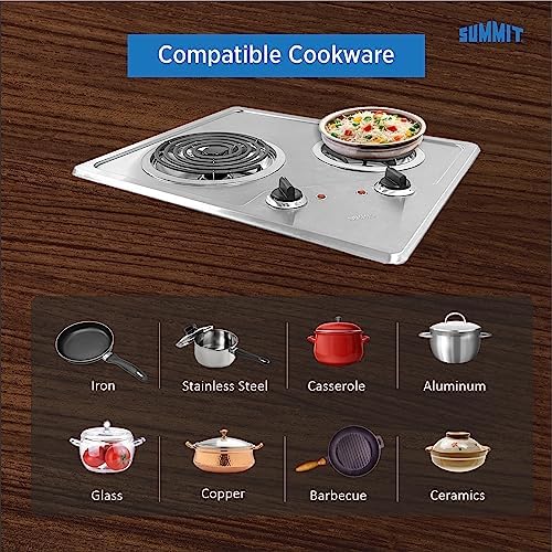 Summit 21 2-Burner Electric Cooktop