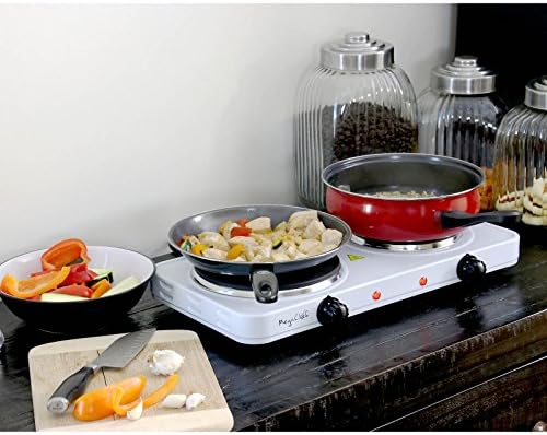 MegaChef Dual BurnerCompact Portable Electric Cooktop for On-the-Go Cooking