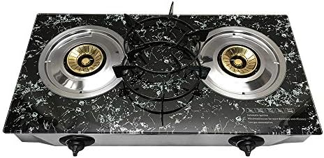 28 x 17 Propane Double Gas Burner with Marble-Styled Tempered Glass Cooktop
