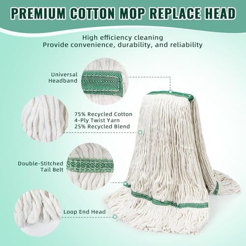 CM Commercial Mop 20oz White 3-Pack Industrial Mop Heads