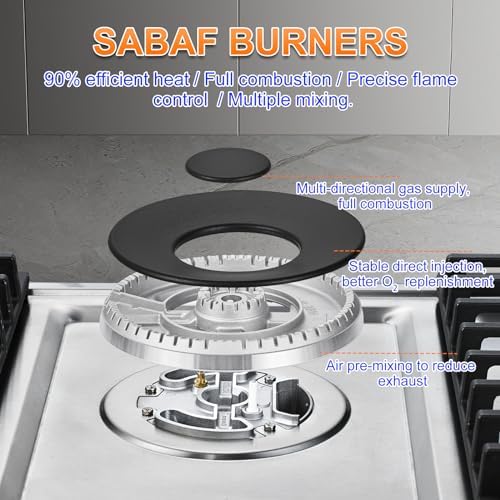 AMZCHEF 36-inch Gas Cooktop with 5Italian Sabaf Burners