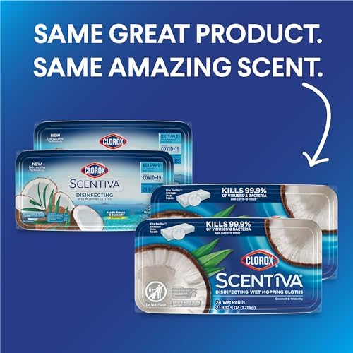 Clorox Scentiva Disinfecting Wet Mop Pad Coconut Waterlily 24 Wet Refills
