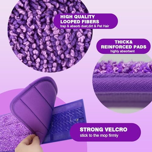 HOMEXCEL Reusable Microfiber Mop Pads for Swiffer PowerMop 8-Pack Machine Washable