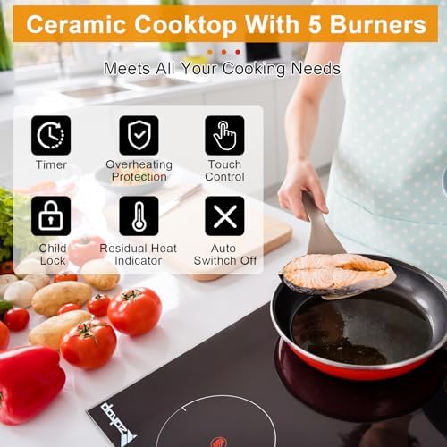 Winado 5-Burner Electric Dual Surface Cooktop with Timer Safety Lock