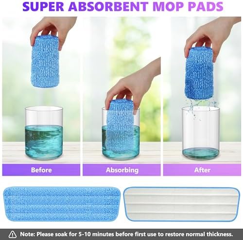 ILAVCOOL 6-Piece Reusable Microfiber Mop Pads
