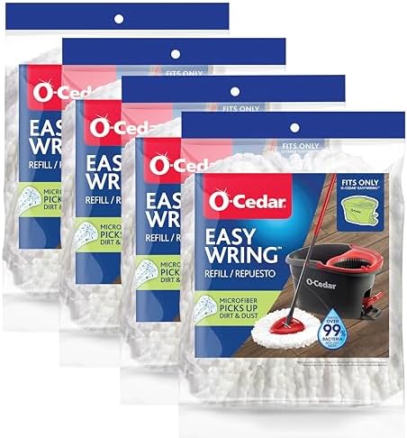 O-Cedar EasyWring Spin Mop Microfiber Refill Pack of 4