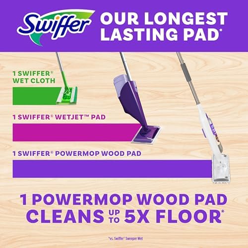 Swiffer PowerMop Wood Mopping Pad Refills 11 Count Effortless Floor Cleaning