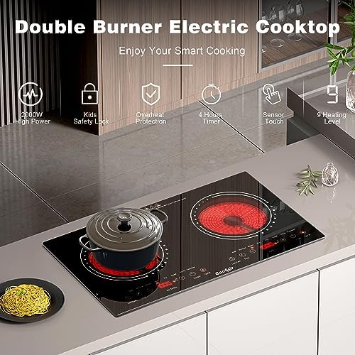 Safety-Centric 2-Burner Electric Cooktop - Built-In Countertop Option Timer Safety Lock