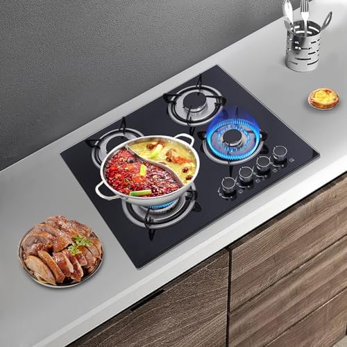 Sturdy 23-inch Gas Cooktop 4 Burners Flame-Saver Design