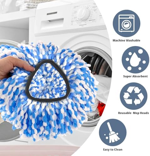 3-Pack Spin Mop Heads Deep Cleaning Machine Washable