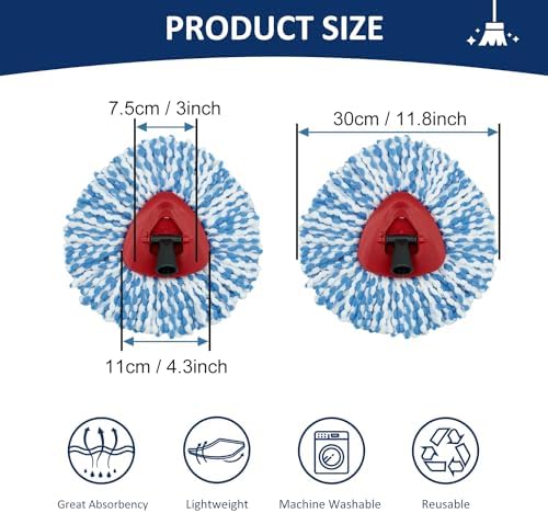 6-Pack Spin Mop Replace Heads for Oceda RinseClean 2-Tank System