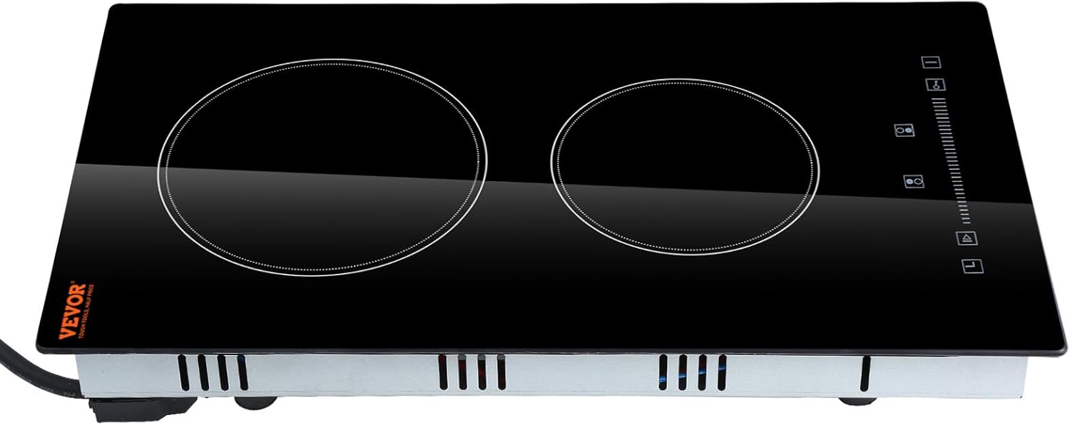 VEVOR 12-inch Glass Electric Cooktop Built-In with Timer Kids Safety Lock
