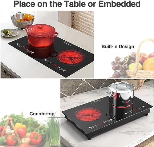 2-Burner Electric Cooktop with Timer and Safety Features