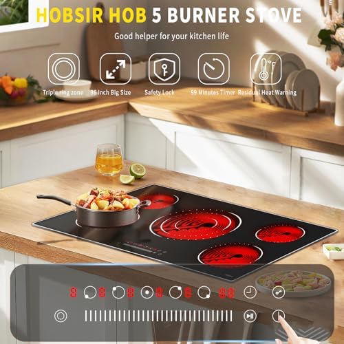 36 Inch Electric Cooktop 5 Burner Safety Cook Top
