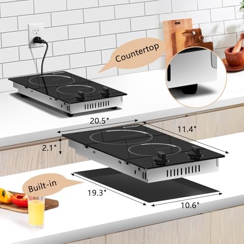 110V Professional 2-Burner Electric Cooktop - Durable Efficient