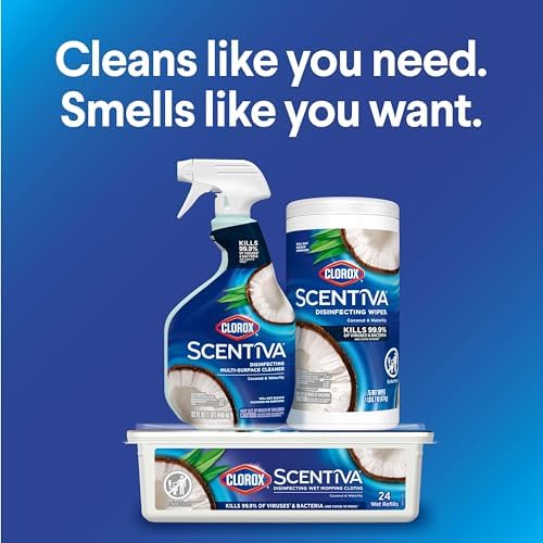 Clorox Scentiva Disinfecting Wet Mop Pad Coconut Waterlily 24 Wet Refills