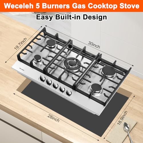 30 inch built-in gas stove top for modern kitchen