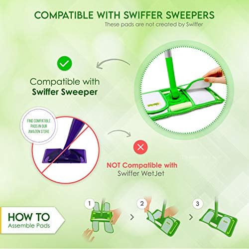 Reusable Pads for Swiffer Mops - Microfiber Washable Eco-Friendly - 12