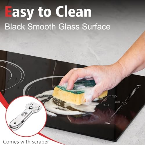 12-Inch Electric Cooktop with Ceramic Surface Built-in Design
